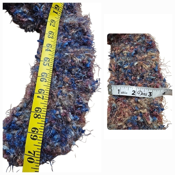 Hand Crafted 2pc set Scarf & winter hat Nylon Fuzzy Multicolor Handmade Crochet - Picture 14 of 17